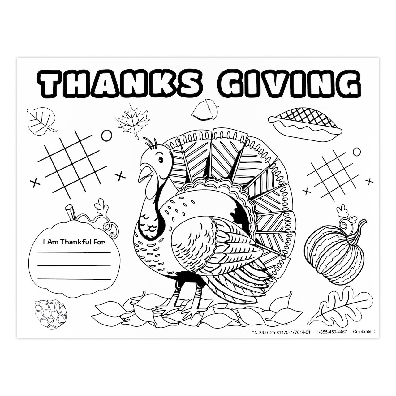 14" x 11" Thanksgiving Color-In Paper Placemats, 12ct. by Celebrate It™